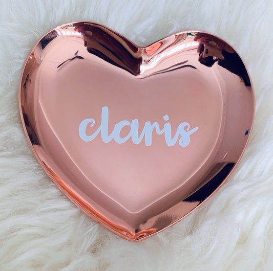 Rose Gold Heart Trinklet Tray